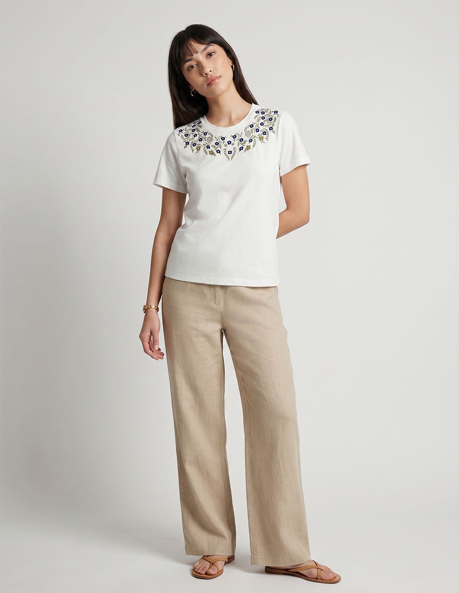 Playera manga corta cuello redondo para mujer Playera manga corta cuello redondo para mujer