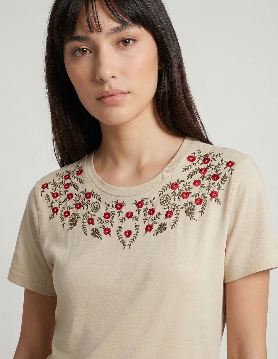 Playera manga corta cuello redondo mujer 3