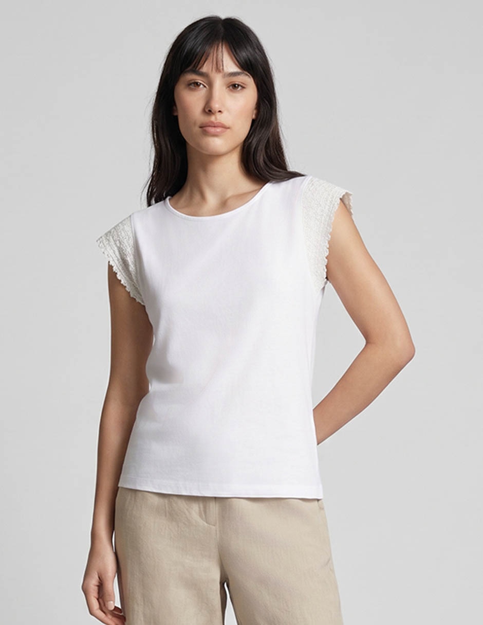 Playera manga corta cuello redondo para mujer Playera manga corta cuello redondo para mujer