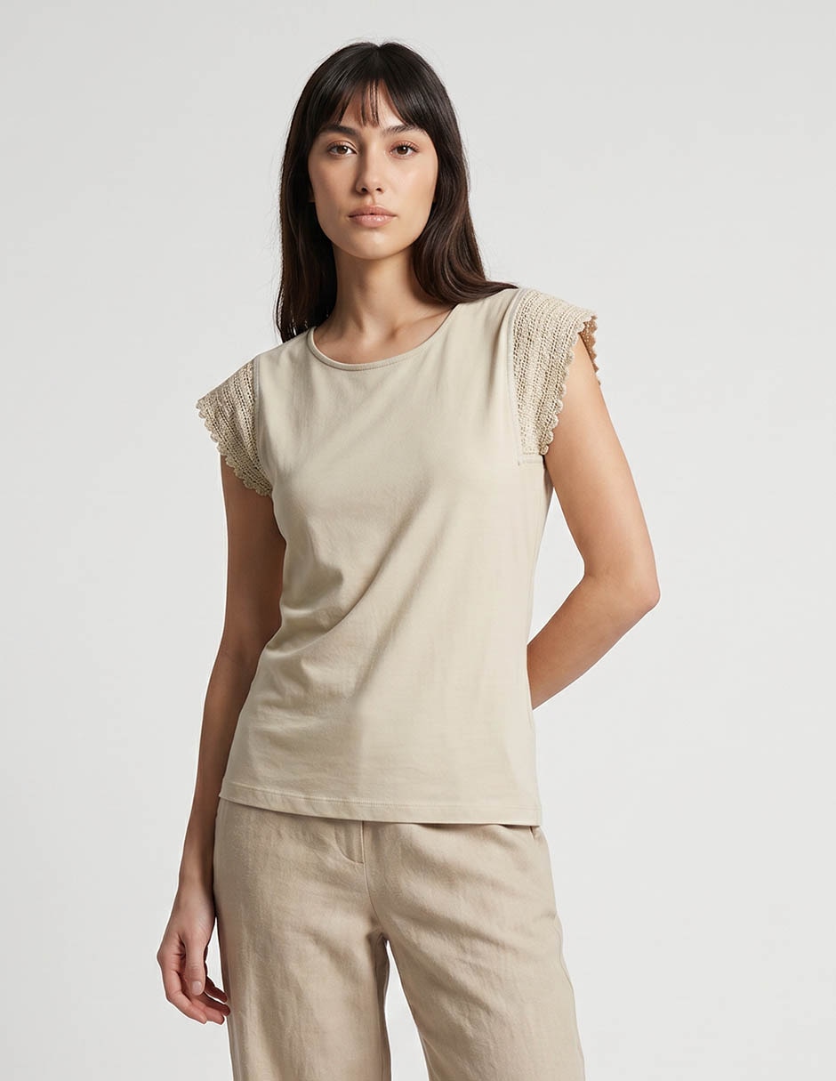 Playera manga corta cuello redondo mujer Playera manga corta cuello redondo mujer