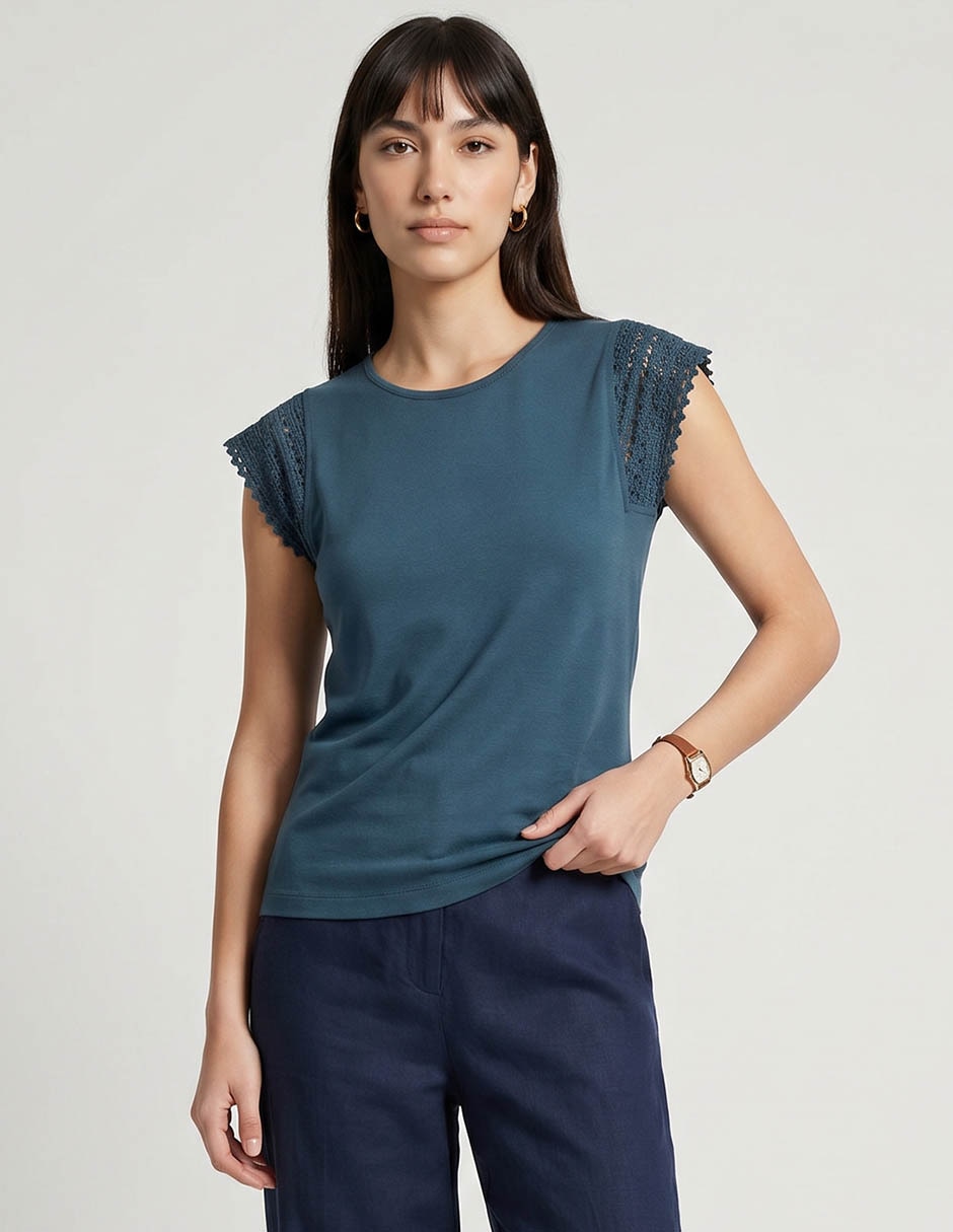 Playera manga corta cuello redondo mujer 1