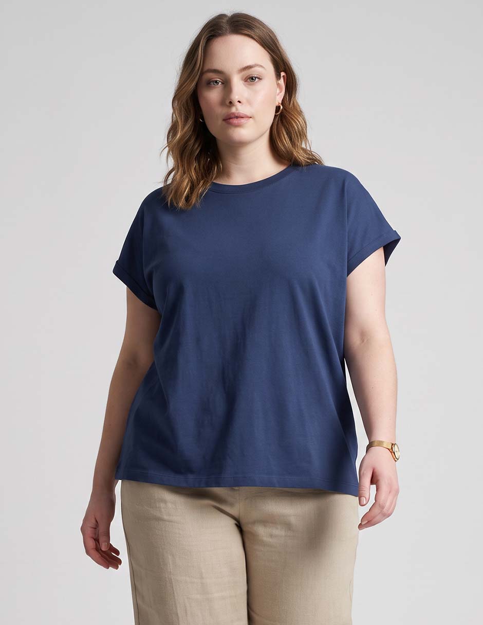 Playera manga corta cuello redondo para mujer