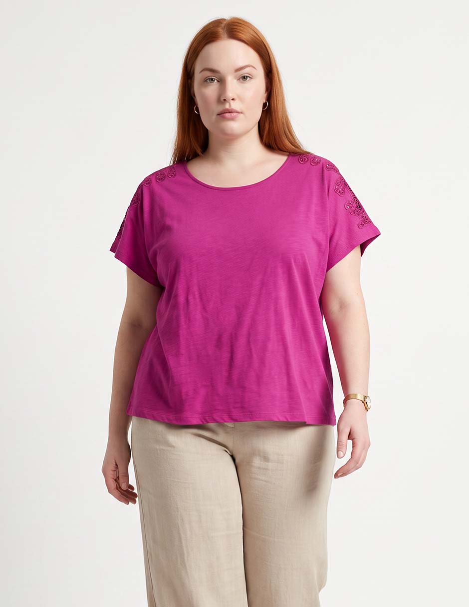 Playera manga corta cuello redondo para mujer Playera manga corta cuello redondo para mujer