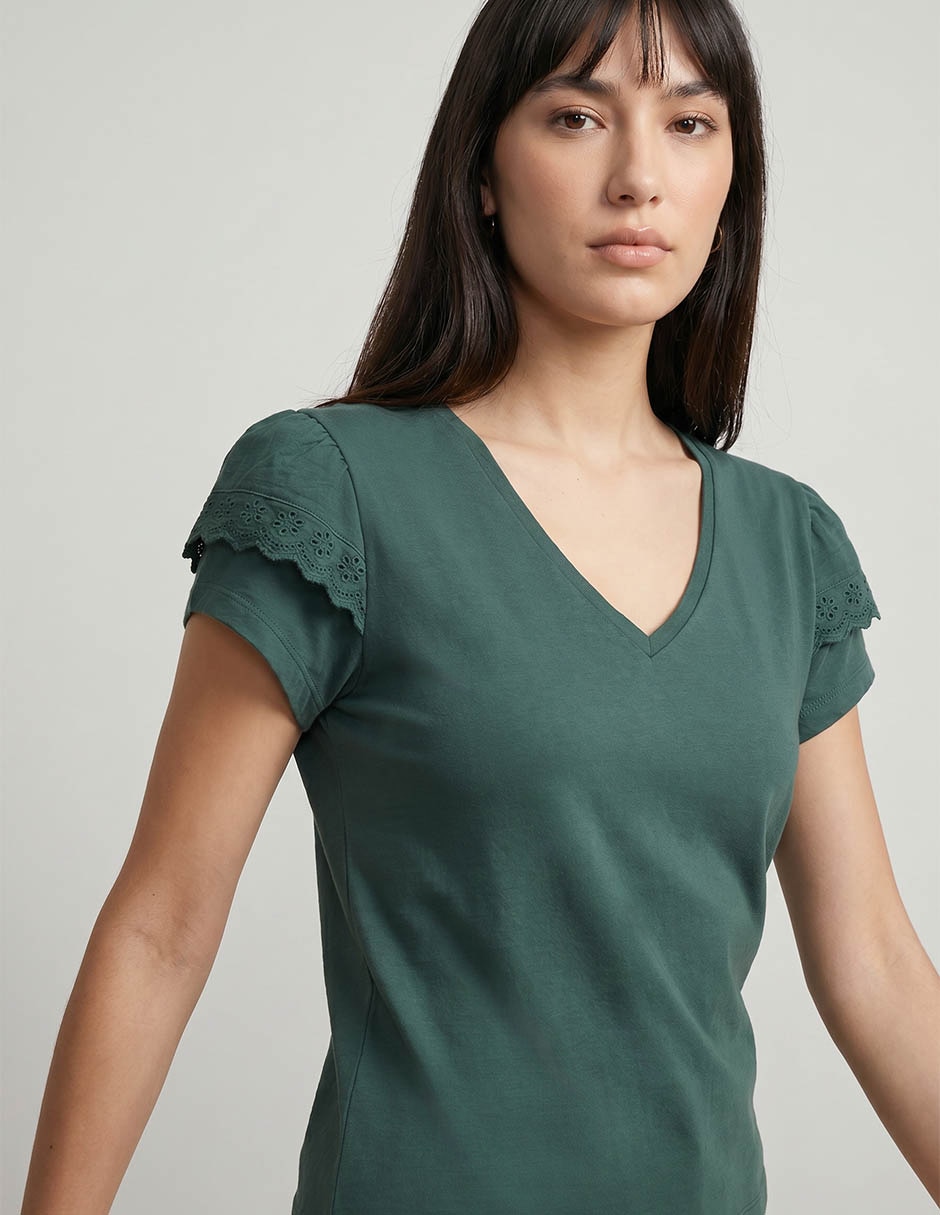 Playera manga corta cuello v mujer 2