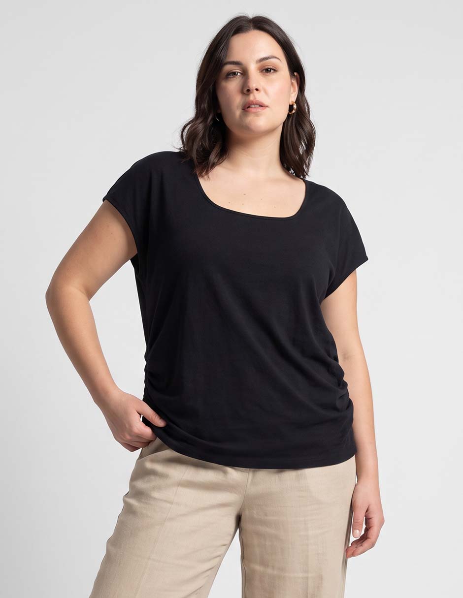 Playera manga corta cuello cuadrado mujer
