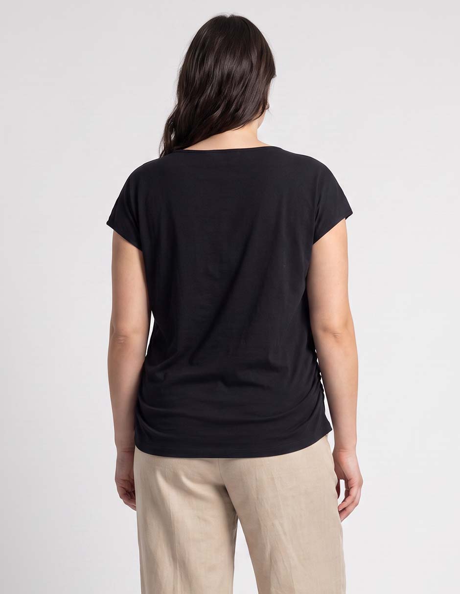 Playera manga corta cuello cuadrado mujer