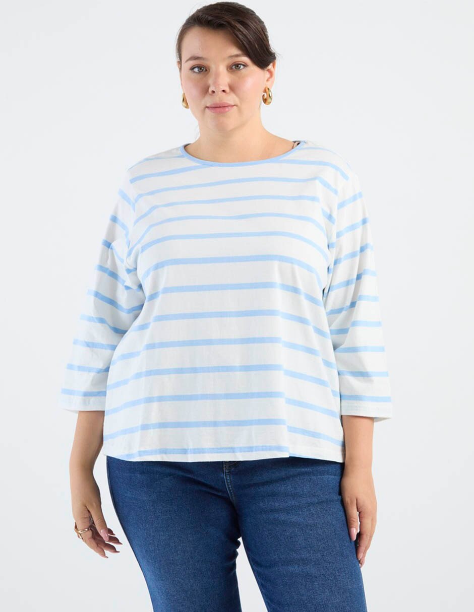 Playera manga 3/4 cuello redondo para mujer Playera manga 3/4 cuello redondo para mujer