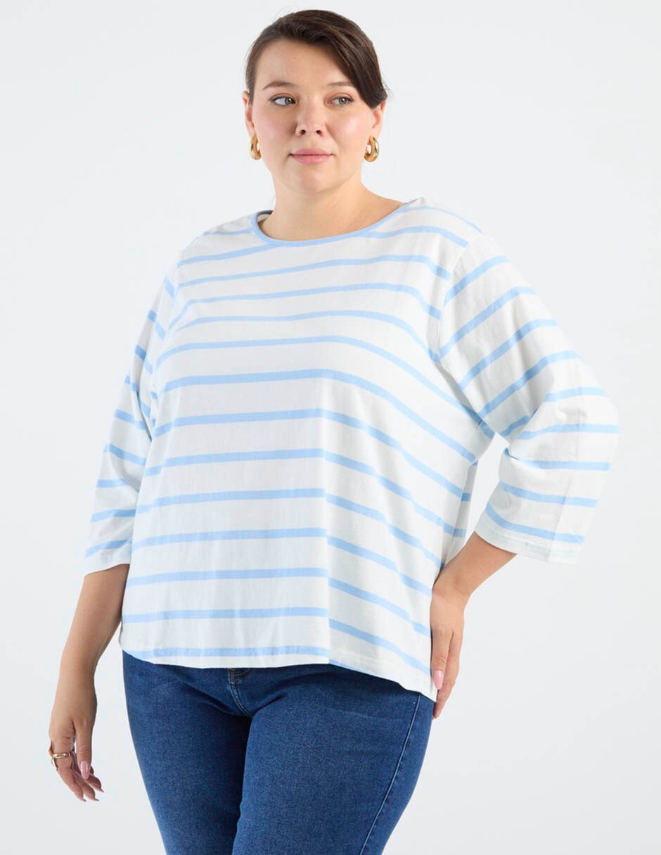 Playera manga 3/4 cuello redondo para mujer 5