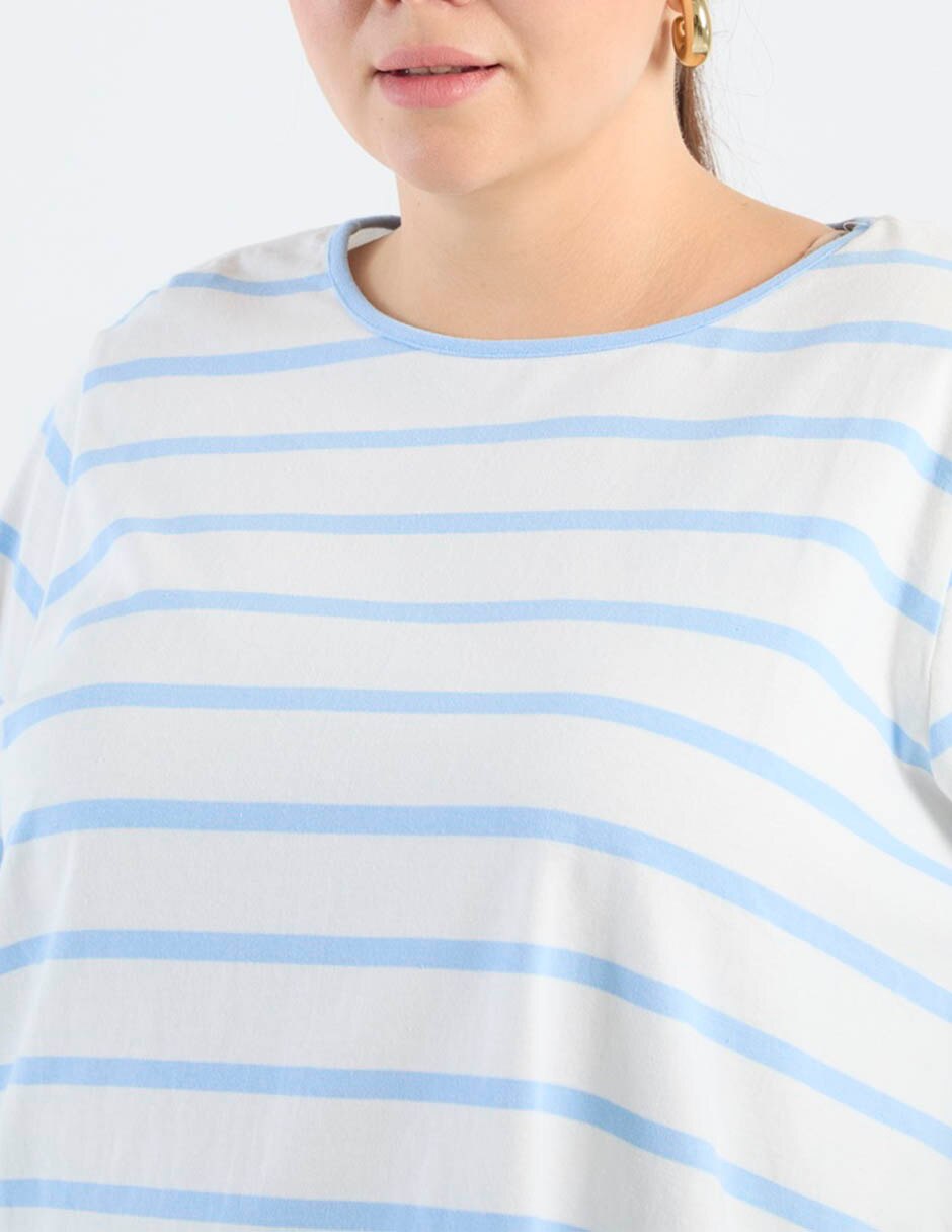 Playera manga 3/4 cuello redondo para mujer