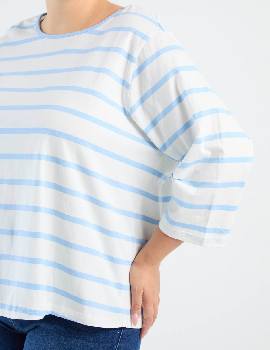 Playera manga 3/4 cuello redondo para mujer