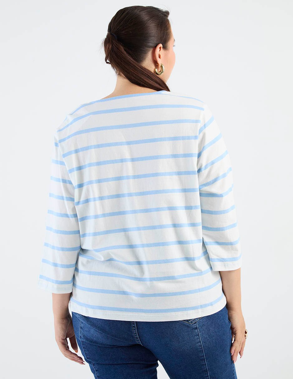 Playera manga 3/4 cuello redondo para mujer 6