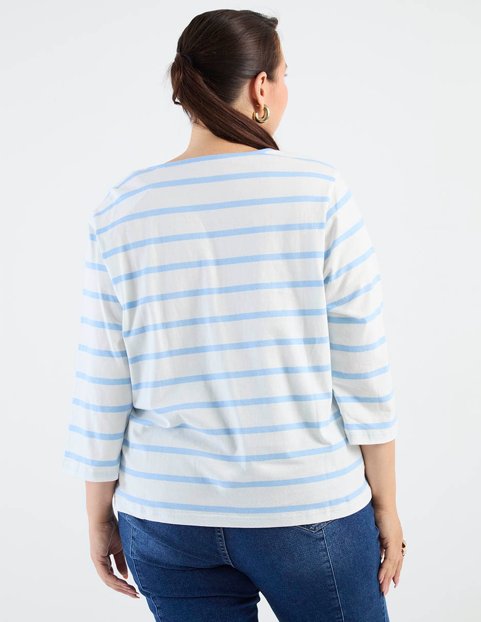 Playera manga 3/4 cuello redondo para mujer 6