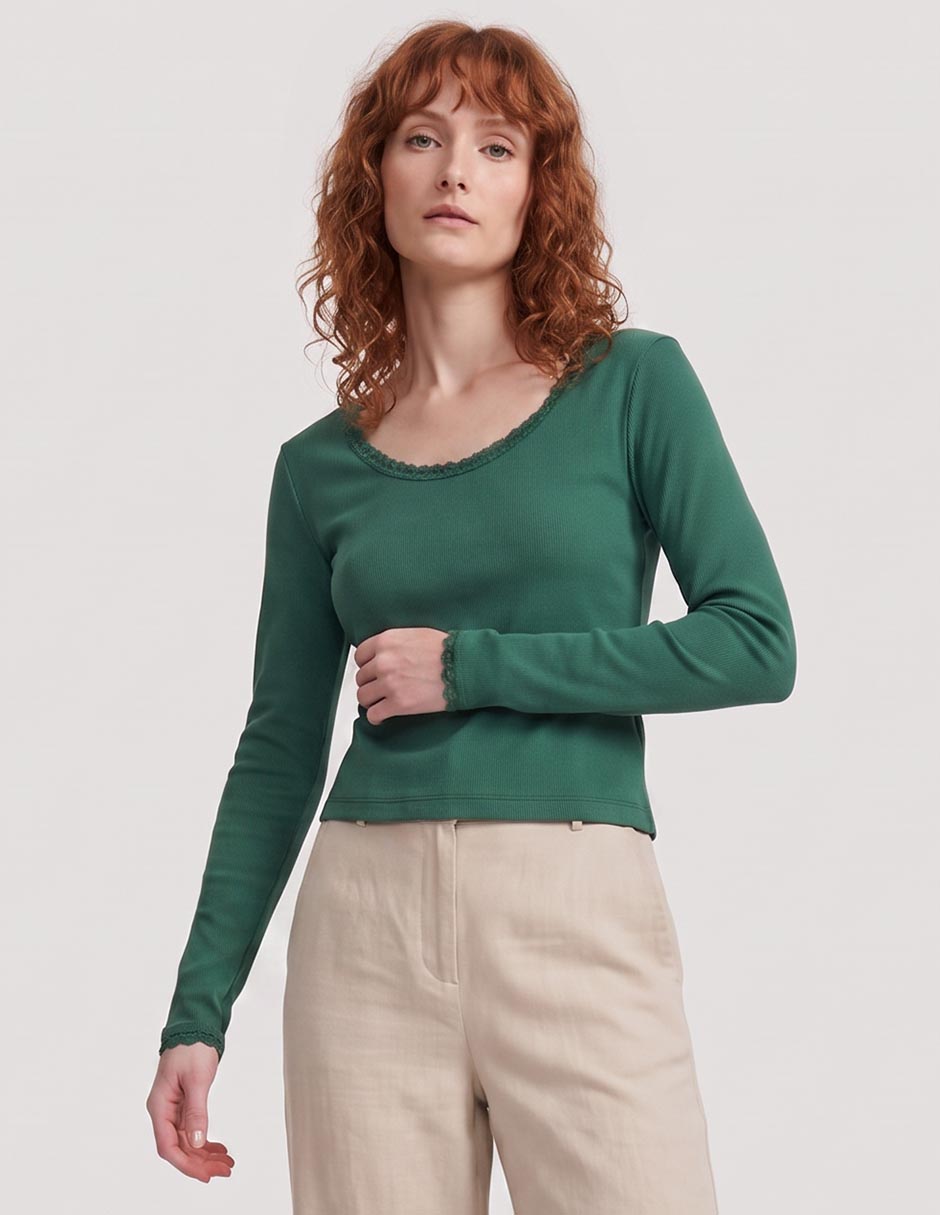 Playera manga larga cuello redondo mujer 1