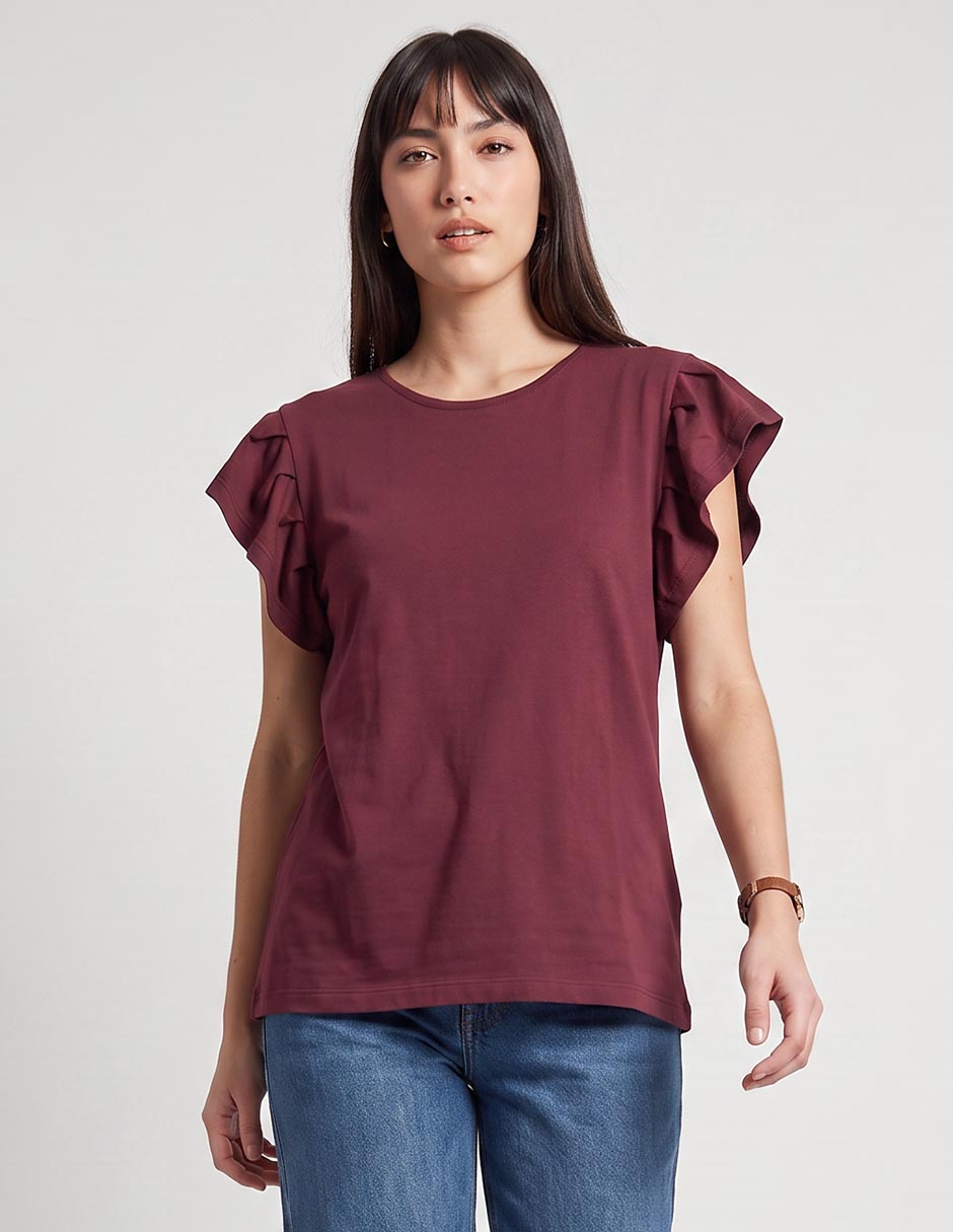 Playera manga corta cuello redondo mujer
