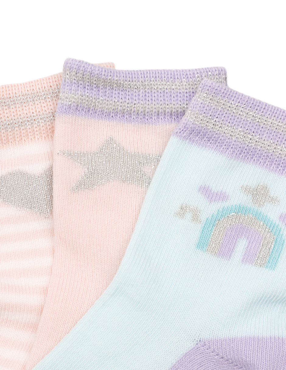Set calcetín antiderrapante de algodón para niña 3 pares 3