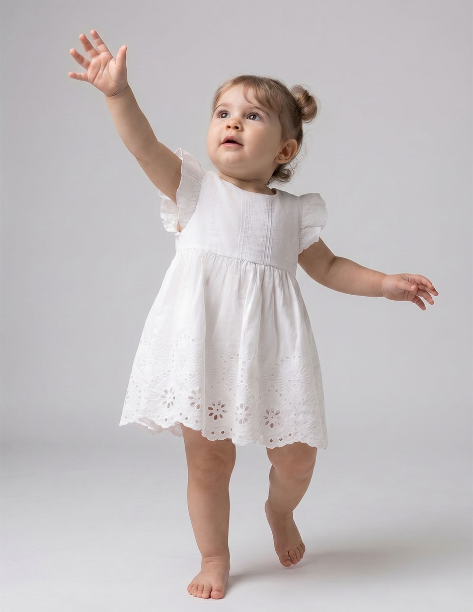 Vestido manga mariposa para bebè niña Vestido manga mariposa para bebè niña