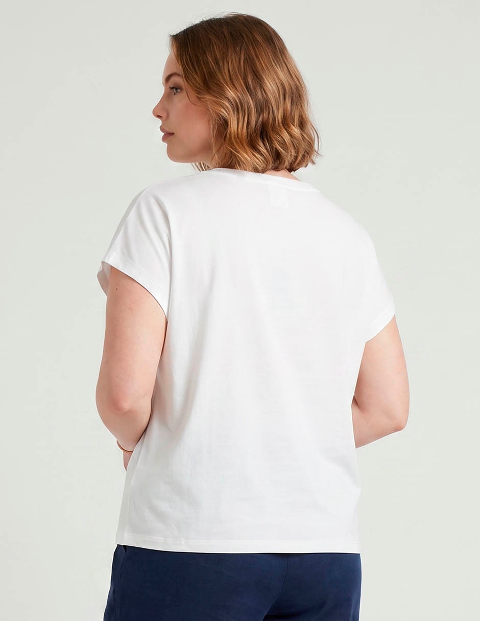 Playera manga corta contempo cuello redondo para mujer 2
