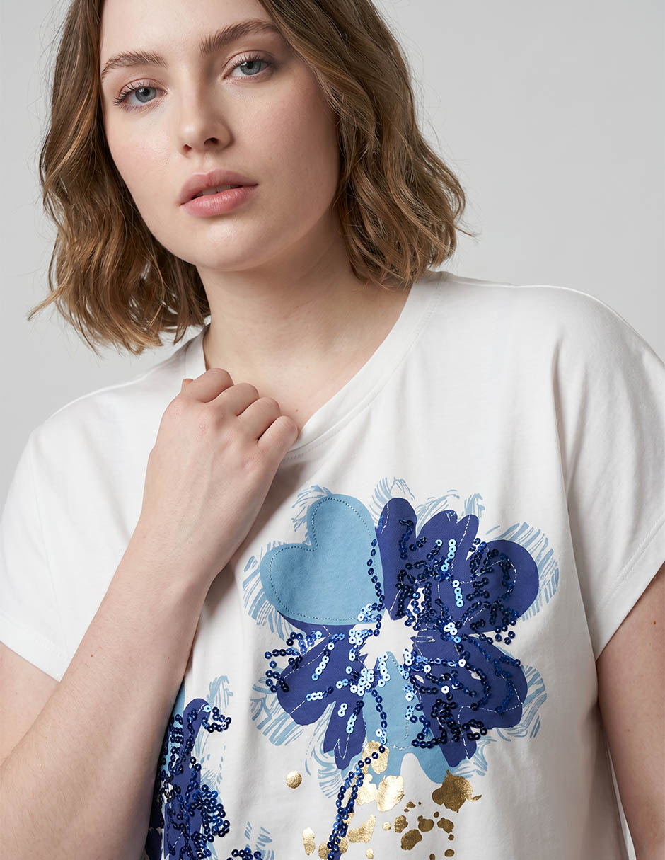 Playera manga corta contempo cuello redondo para mujer 3