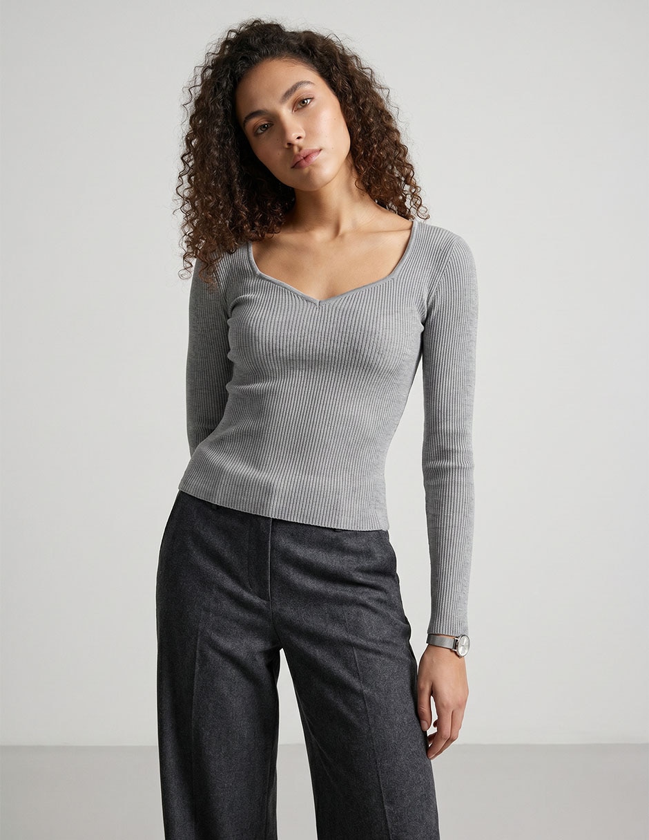 Suéter cuello con escote para mujer