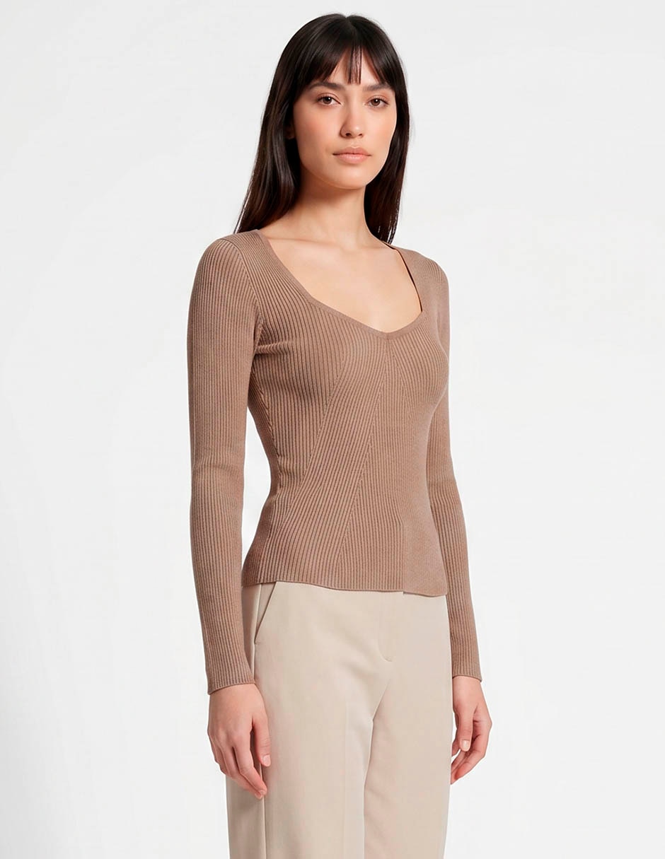 Suéter cuello V para mujer