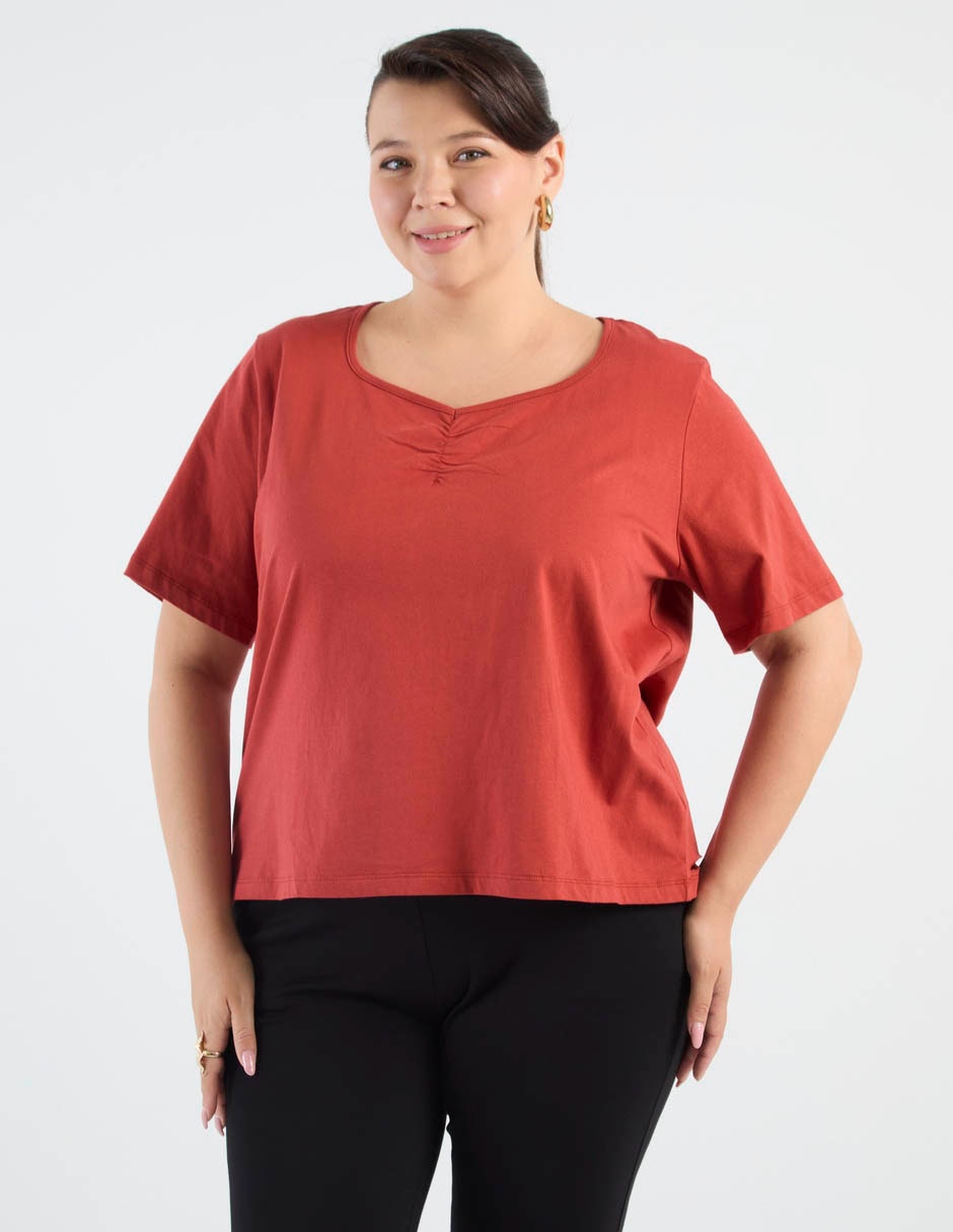 Playera manga corta cuello v para mujer