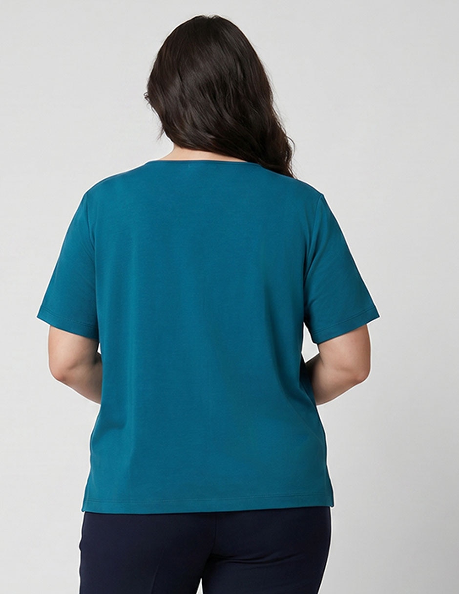 Playera manga corta Weekend Plus cuello v para mujer