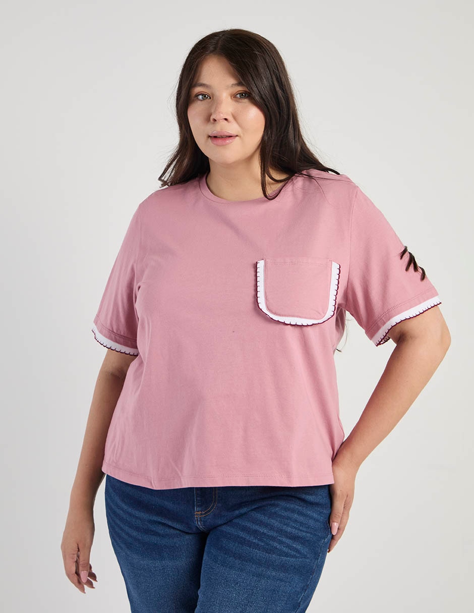 Playera manga corta cuello redondo para mujer Playera manga corta cuello redondo para mujer
