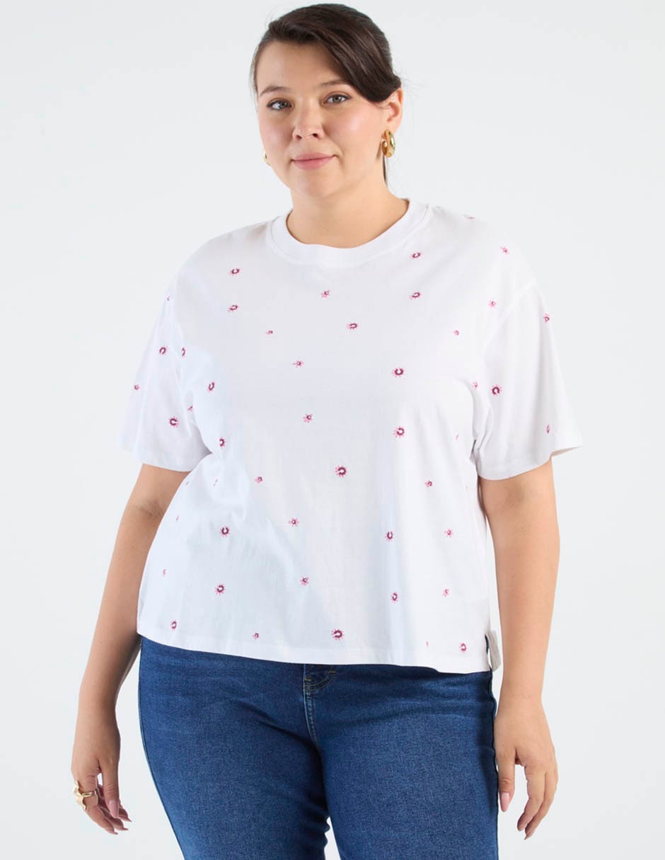 Playera manga al codo Weekend Plus cuello redondo para mujer