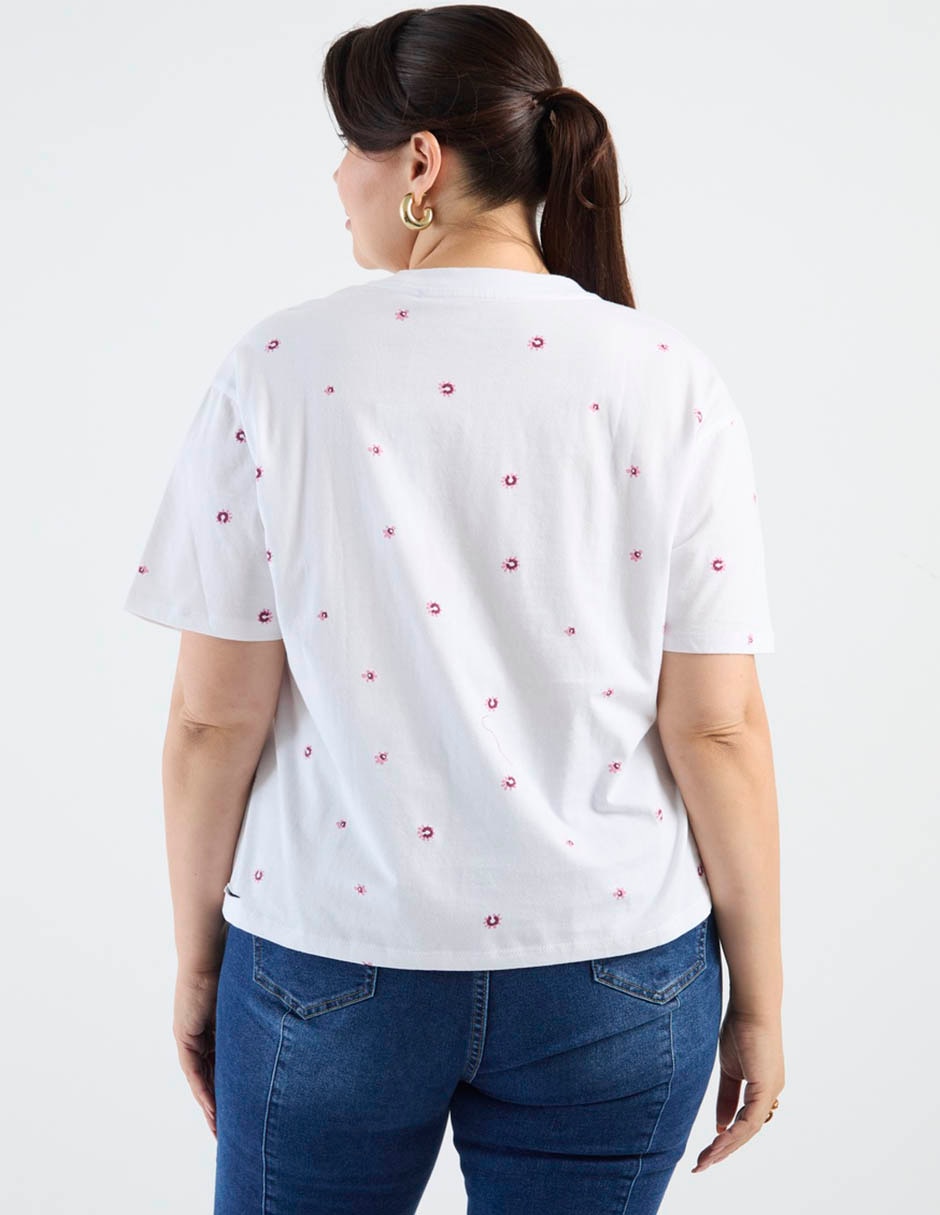 Playera manga al codo Weekend Plus cuello redondo para mujer