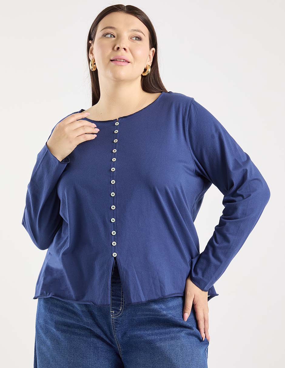 Playera manga larga cuello redondo para mujer 5
