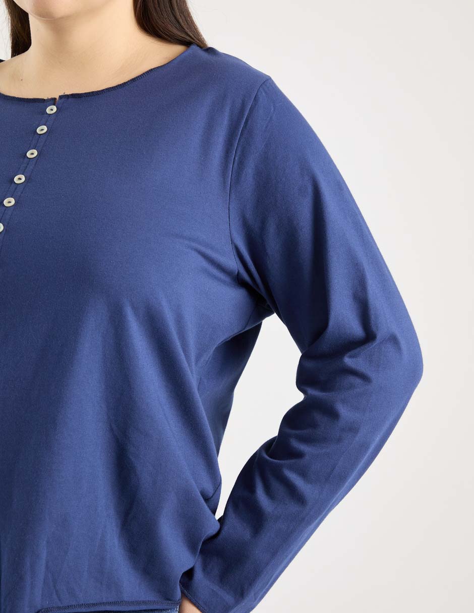 Playera manga larga cuello redondo para mujer 2