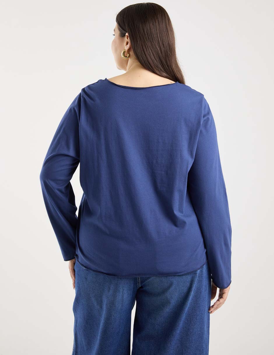 Playera manga larga cuello redondo para mujer 6