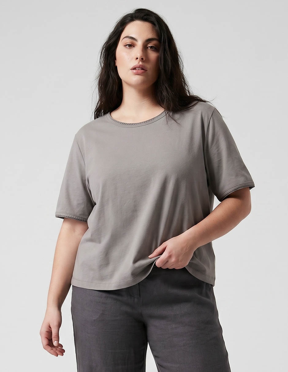 Playera manga corta cuello redondo mujer