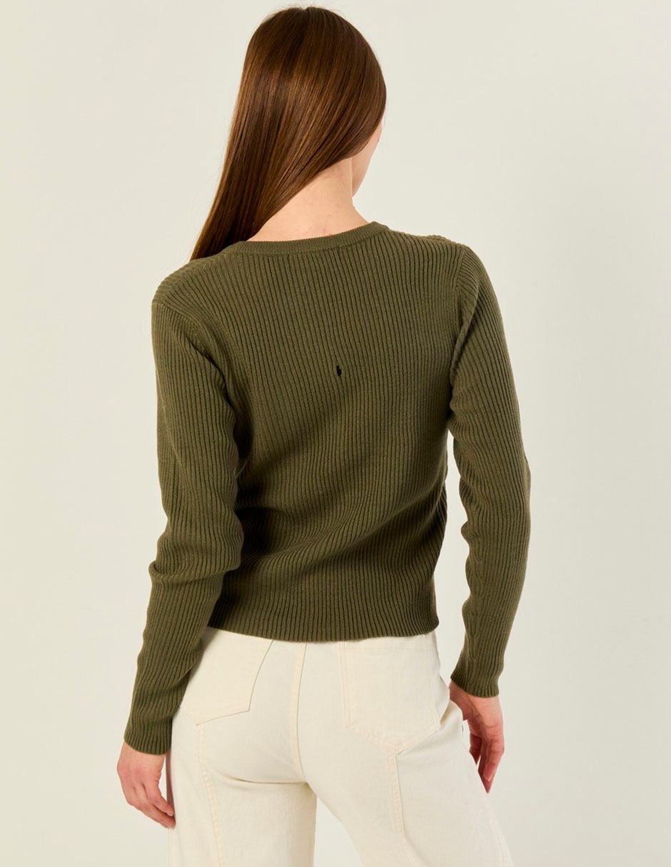 Suéter cuello con botón para mujer 2