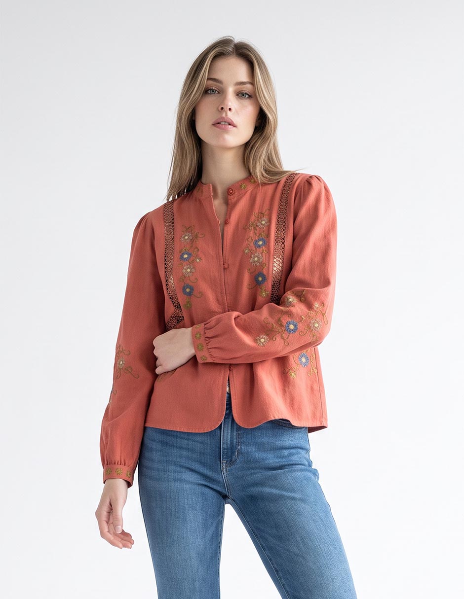 Blusa manga larga para mujer