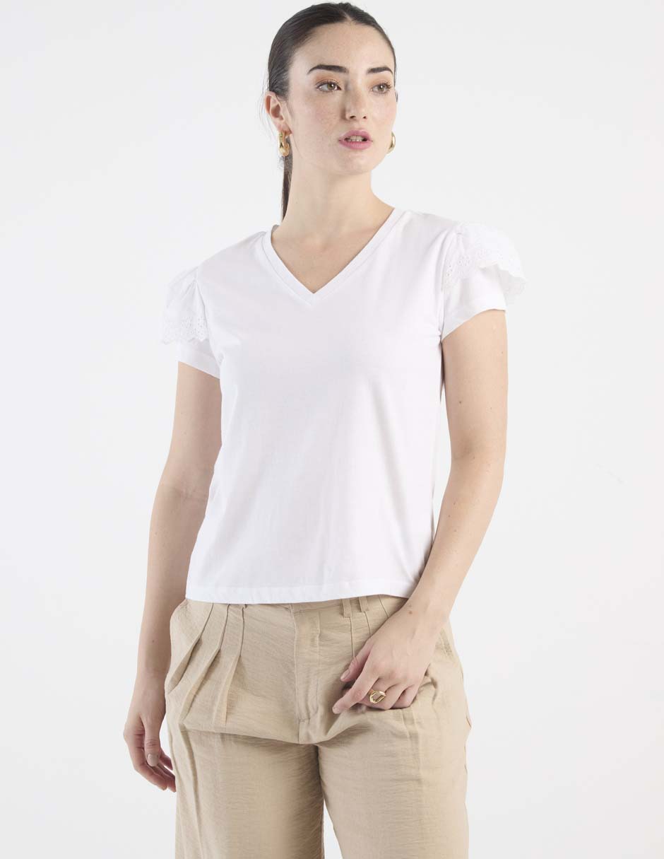 Playera manga corta cuello V para mujer Playera manga corta cuello V para mujer