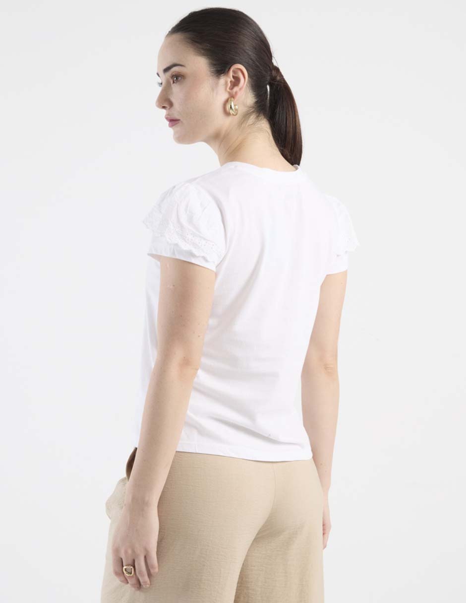 Playera manga corta cuello V para mujer 3
