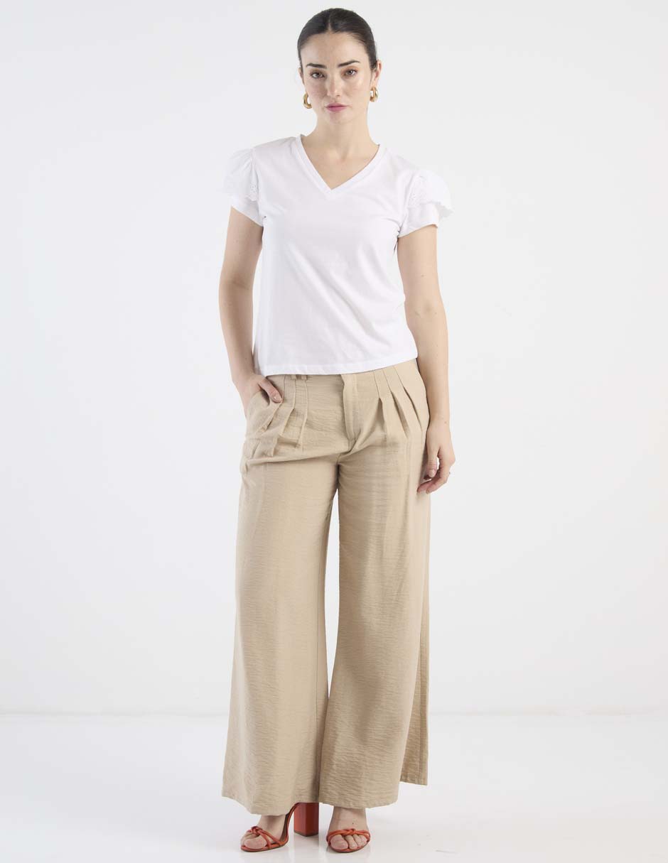 Playera manga corta cuello V para mujer 4