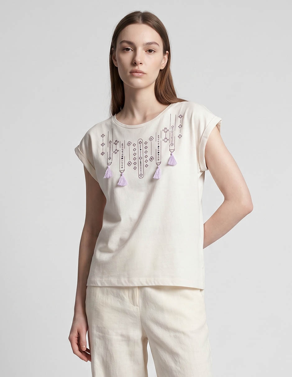 Playera manga corta cuello redondo para mujer Playera manga corta cuello redondo para mujer