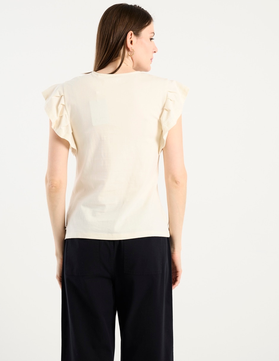 Blusa manga corta cuello redondo para mujer 6