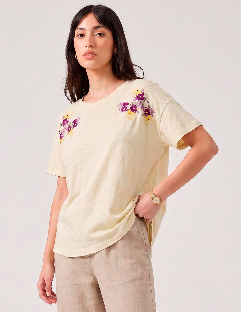 Playera manga corta cuello redondo para mujer Playera manga corta cuello redondo para mujer