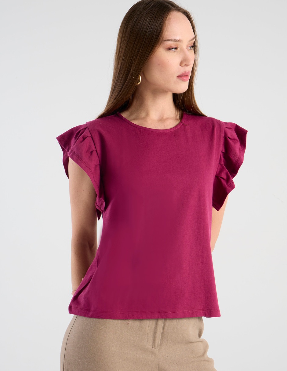 Playera manga corta cuello redondo para mujer