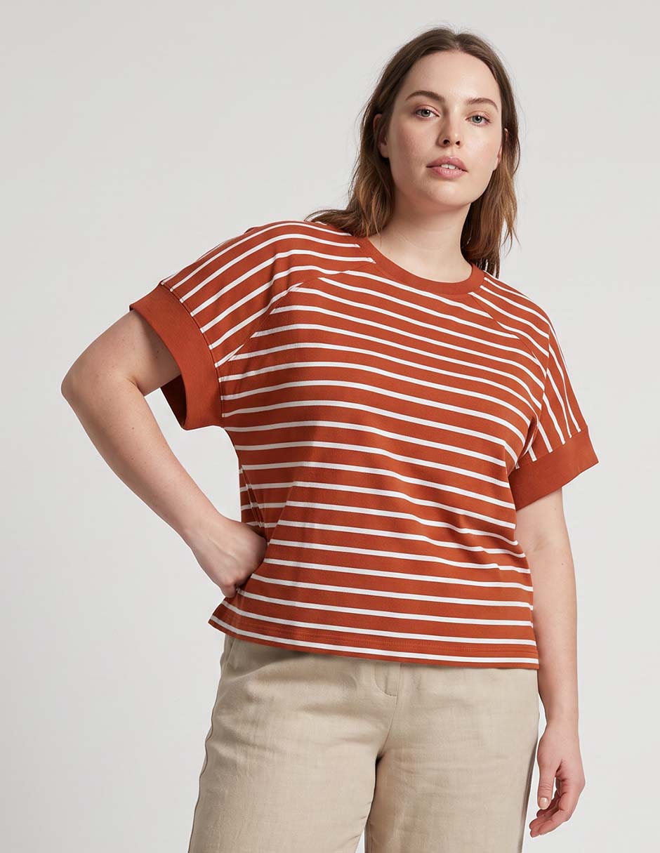 Blusa manga corta cuello redondo mujer