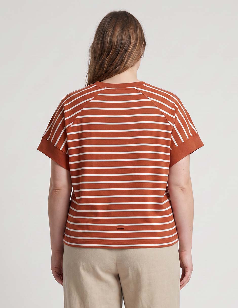 Blusa manga corta cuello redondo mujer
