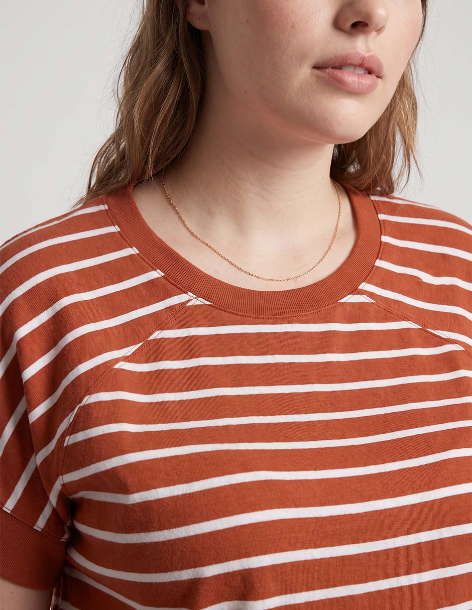 Blusa manga corta cuello redondo mujer