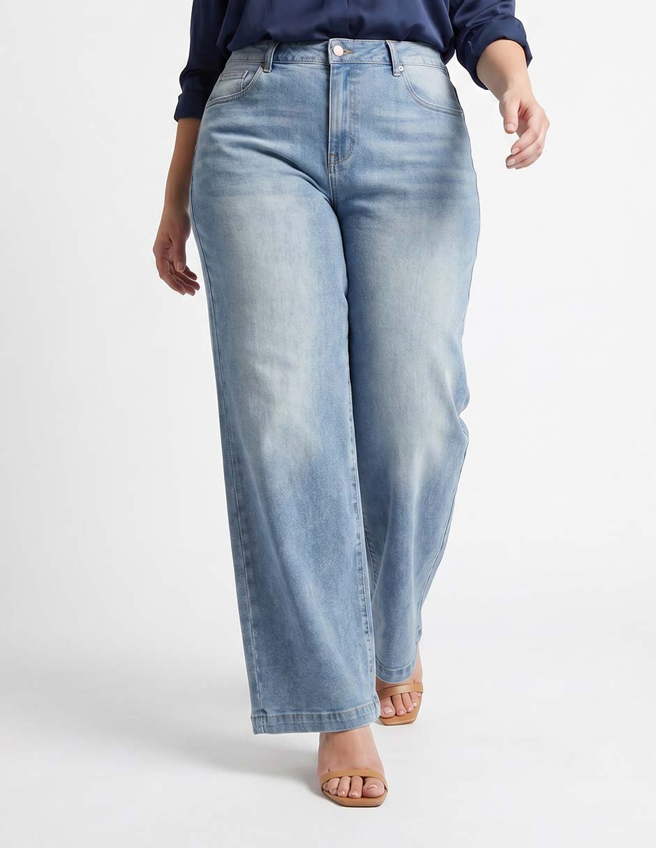 Jeans wide leg Weekend Plus corte cintura para mujer