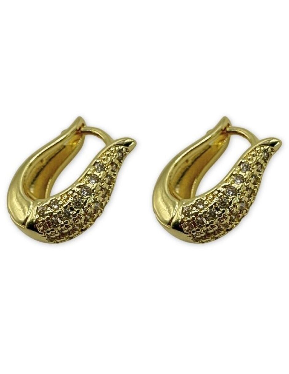 Aretes circulares con acabado baño de oro 14 K 3