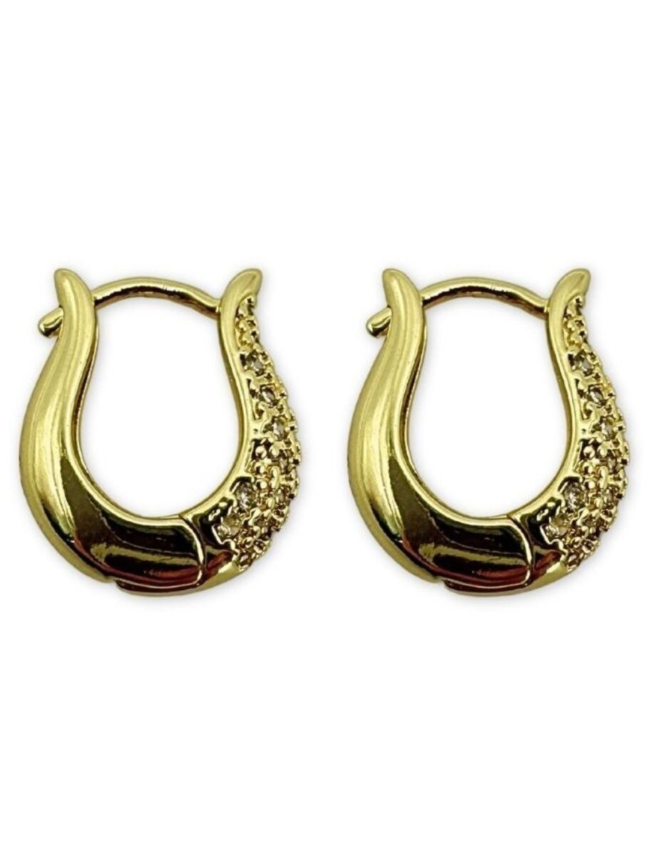 Aretes circulares con acabado baño de oro 14 K 4