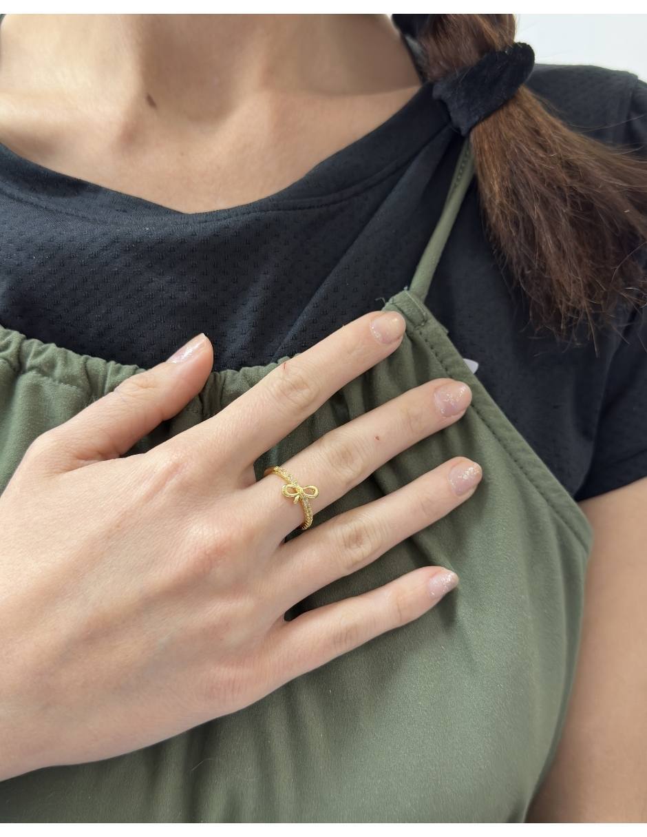 Anillo de moño 14 k baño de oro