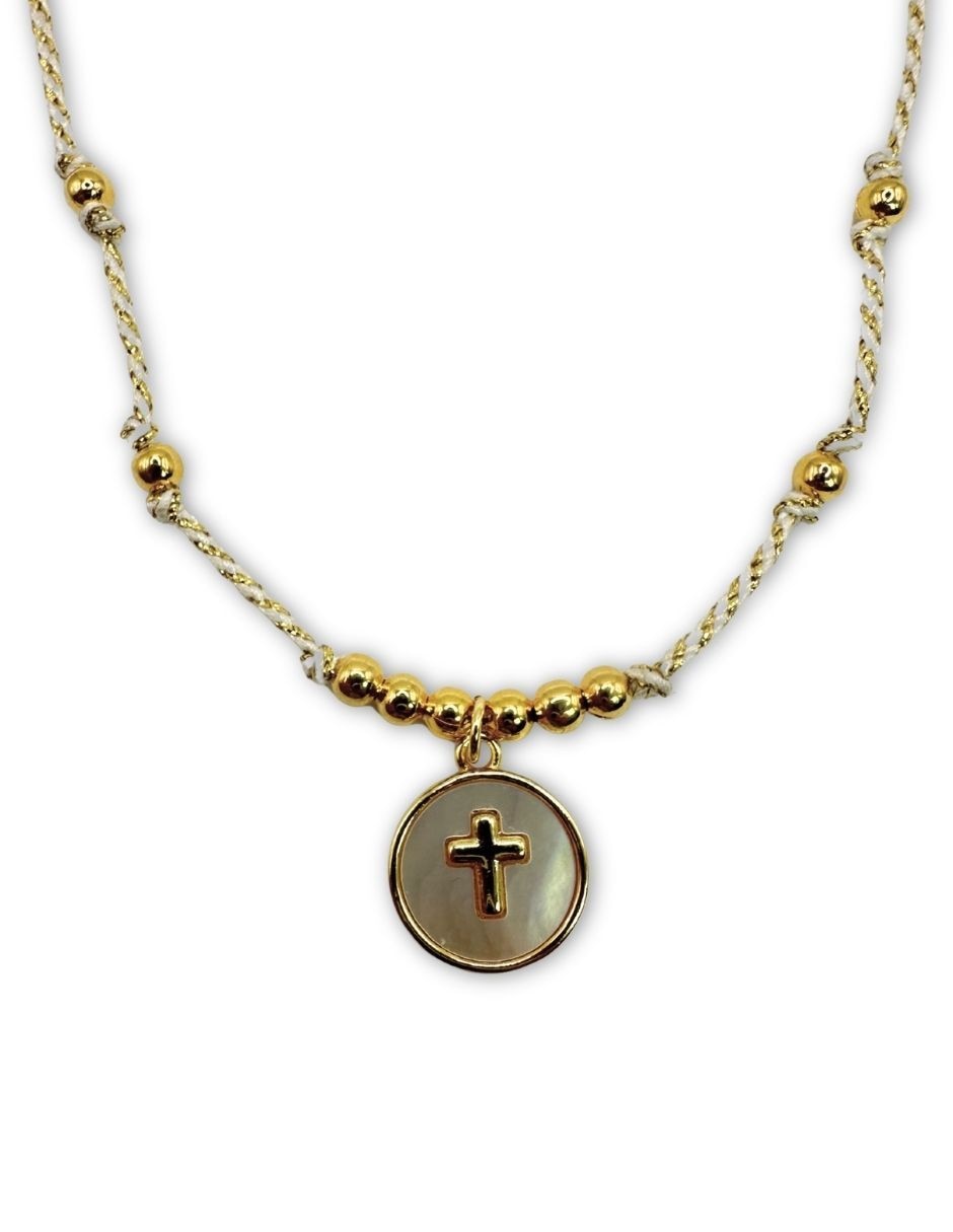 Collar de cruz con acabado baño de oro 14 K Collar de cruz con acabado baño de oro 14 K